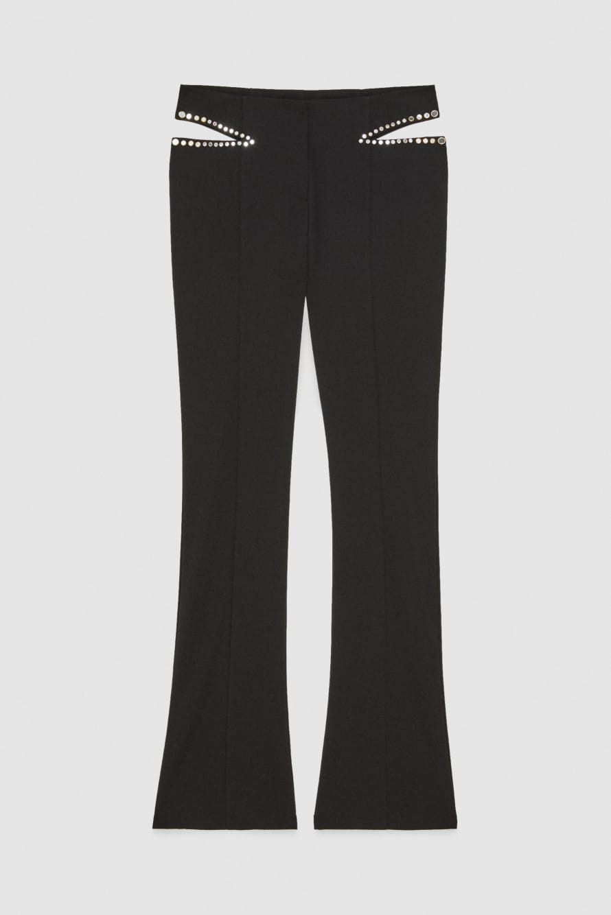 Spodnie z krepy z niskim stanem, Czarny, Patrizia Pepe