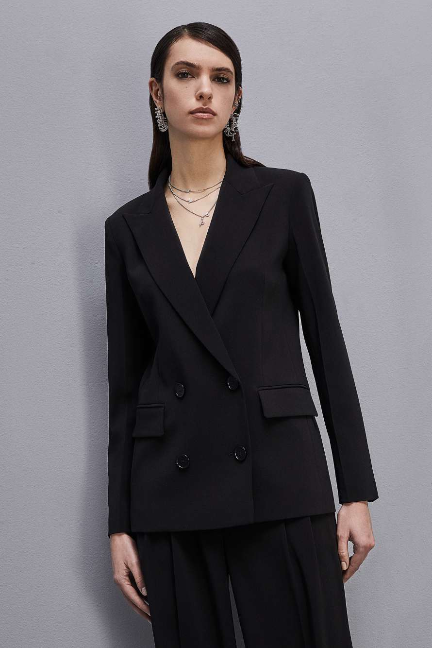 Giacca doppio petto Essential, Nero, Patrizia Pepe