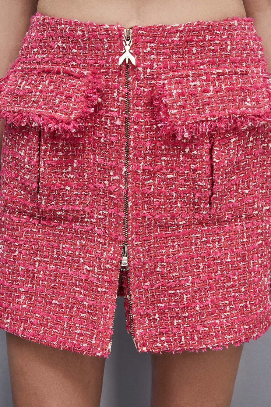 Minigonna in tweed con zip, Rosso, Patrizia Pepe