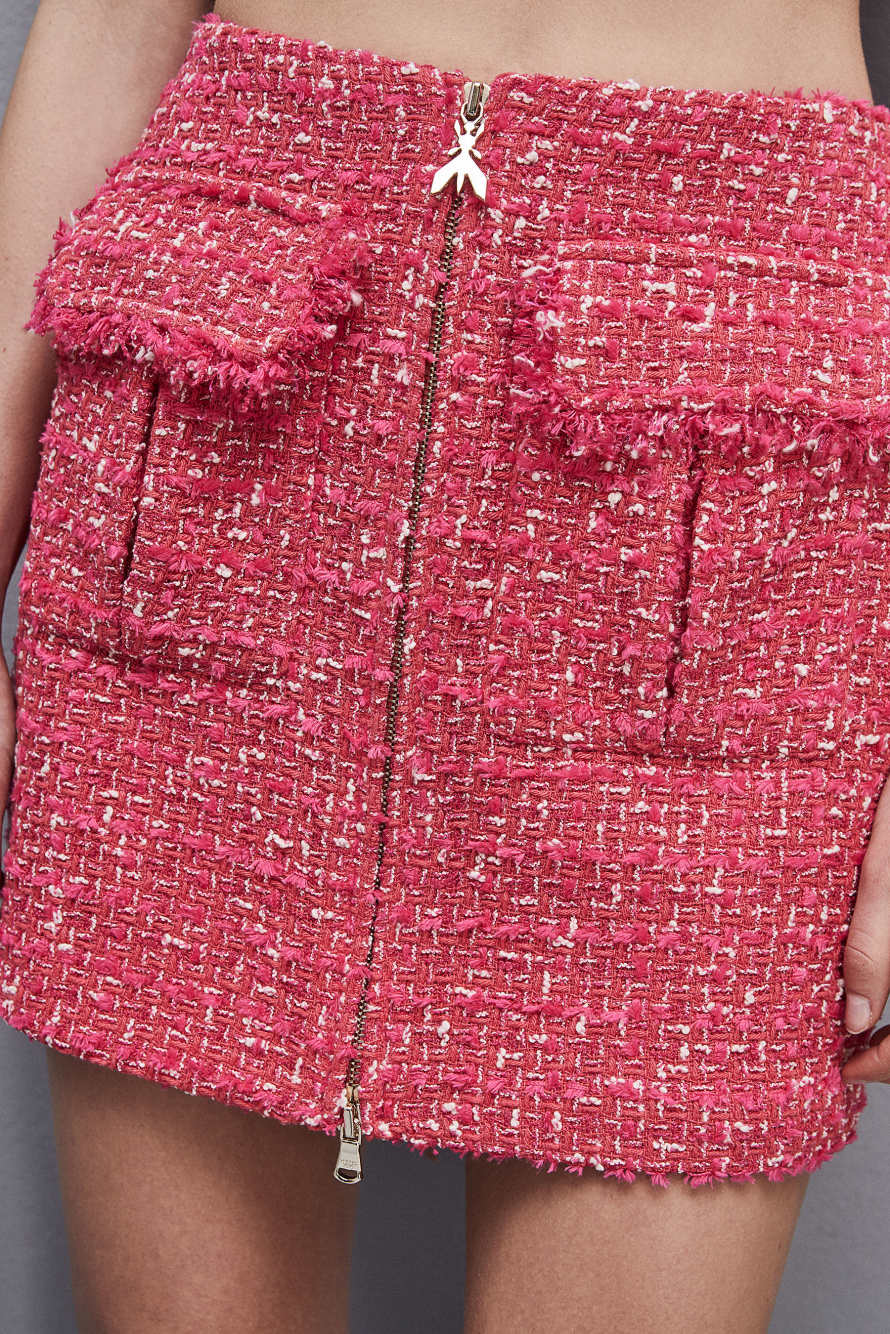 Minigonna in tweed con zip, Rosso, Patrizia Pepe