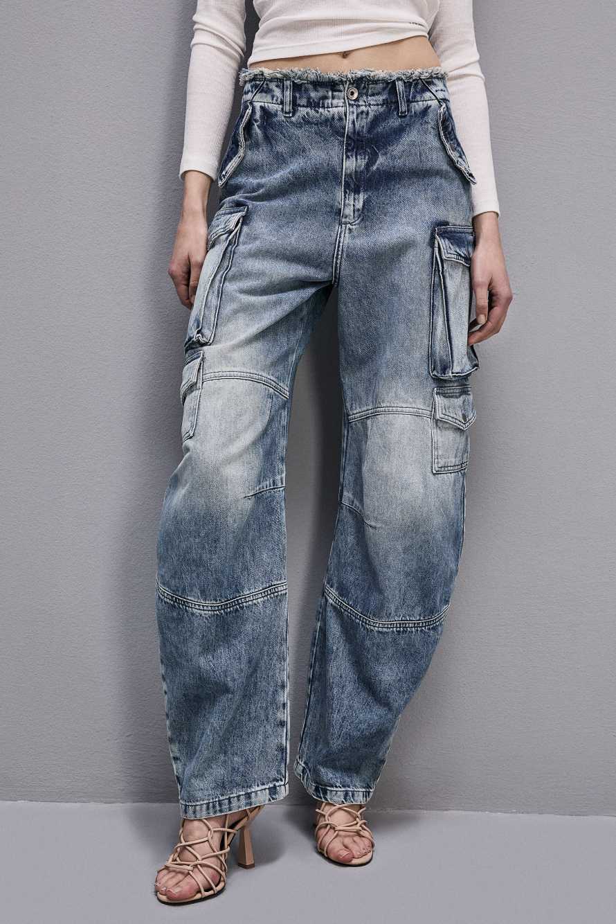 Denim cargo pants, Light Blue, Patrizia Pepe