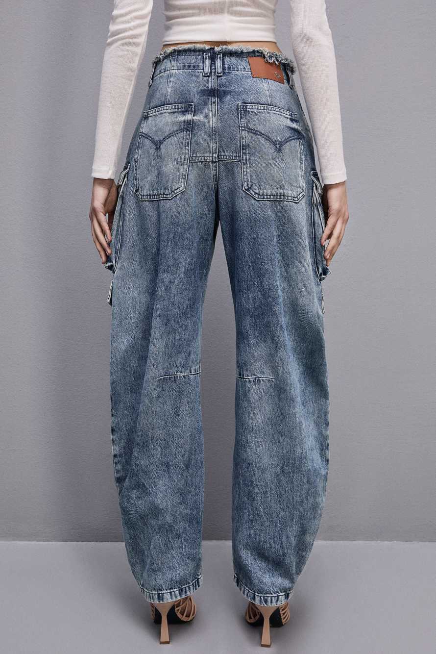 Denim cargo pants, Light Blue, Patrizia Pepe