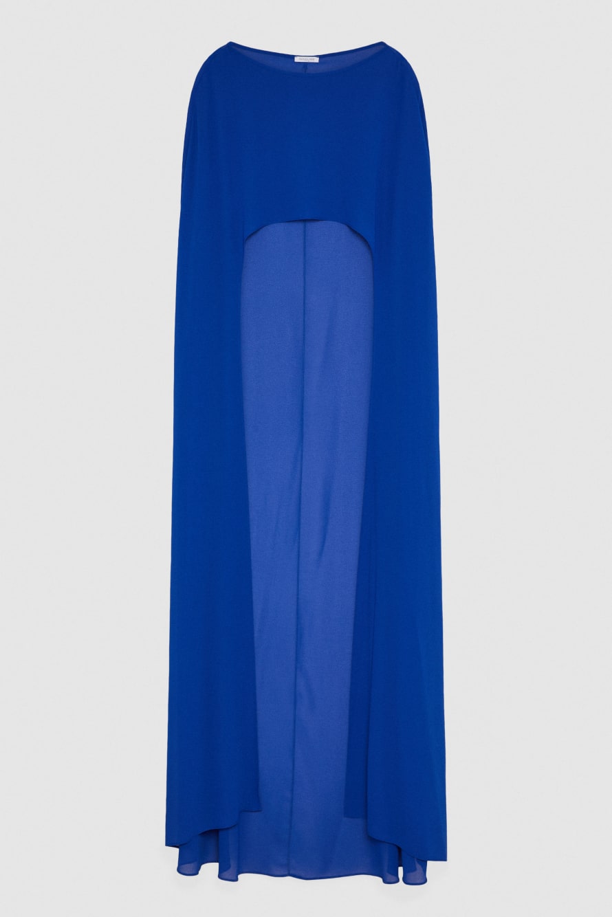 Mantella con scollo sul dietro in Poly Georgette, Azzurro, Patrizia Pepe
