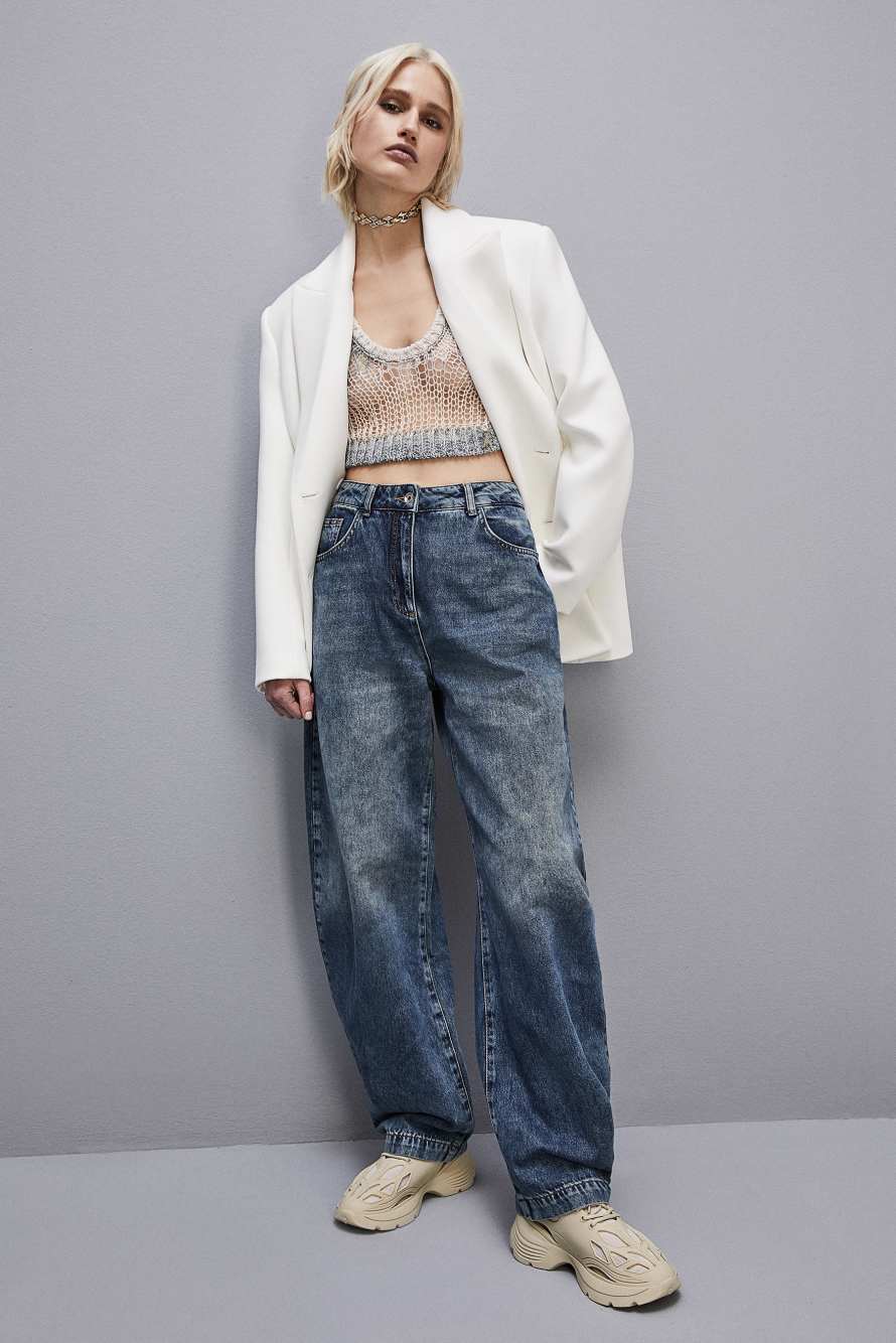 Ballonhose aus Denim mit niedrigem Bund, Hellblau, Patrizia Pepe
