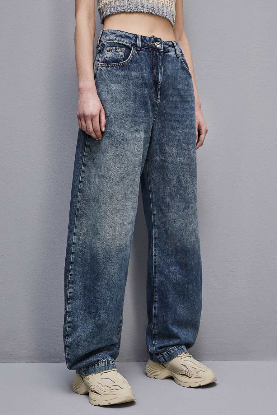 Ballonhose aus Denim mit niedrigem Bund, Hellblau, Patrizia Pepe