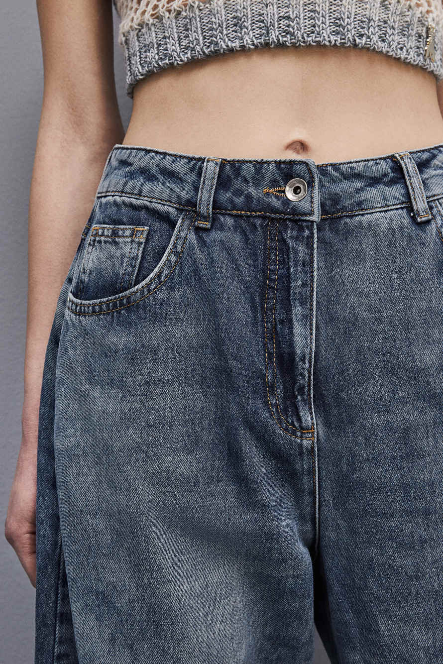 Ballonhose aus Denim mit niedrigem Bund, Hellblau, Patrizia Pepe