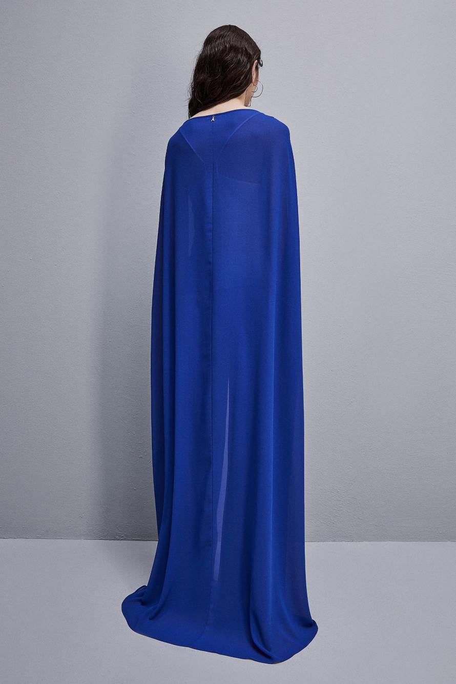 Mantella con scollo sul dietro in Poly Georgette, Azzurro, Patrizia Pepe