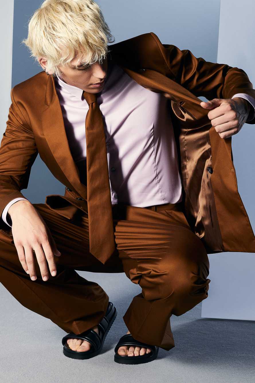 Double-breasted straight jacket in cotton twill, Brown, Patrizia Pepe