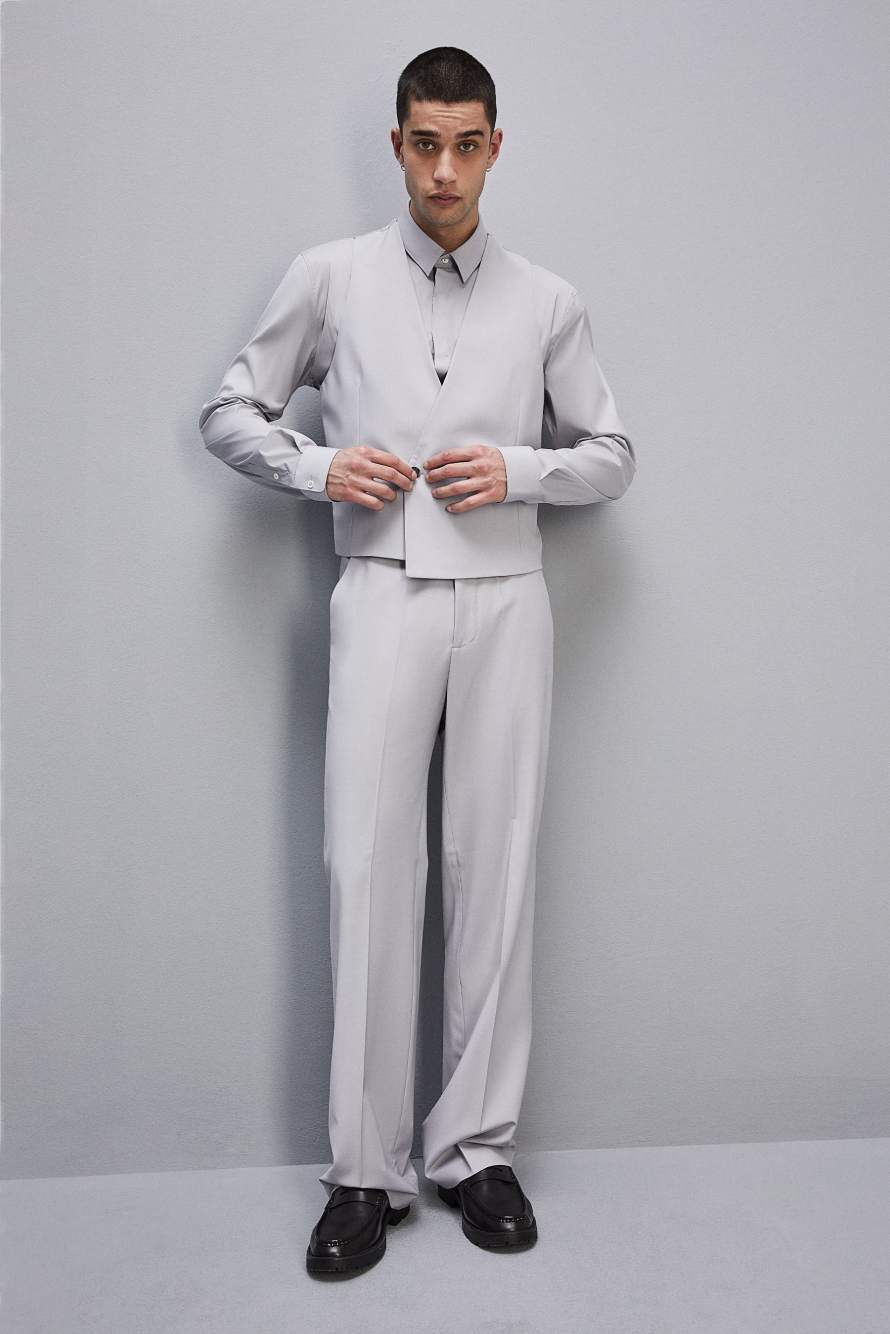 Gilet avec poches en laine stretch, Gris, Patrizia Pepe