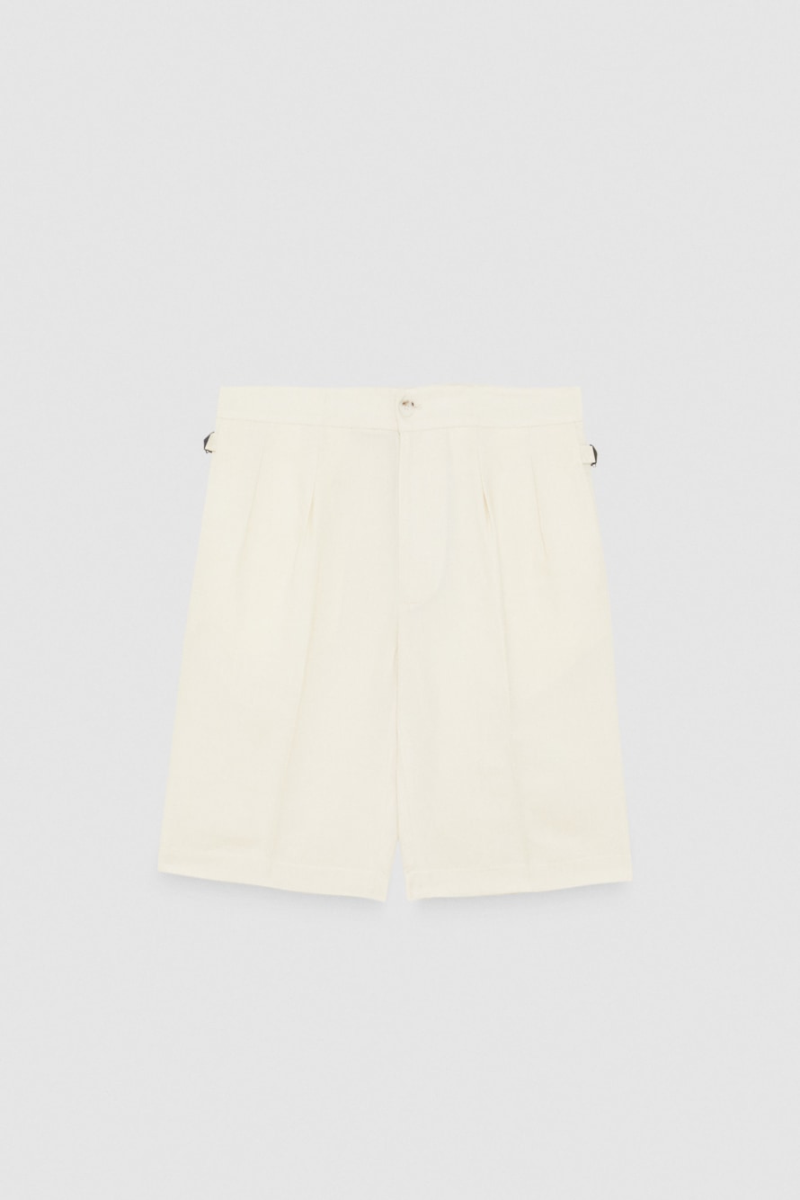 Linen and viscose blend knee-length shorts, Beige, Patrizia Pepe