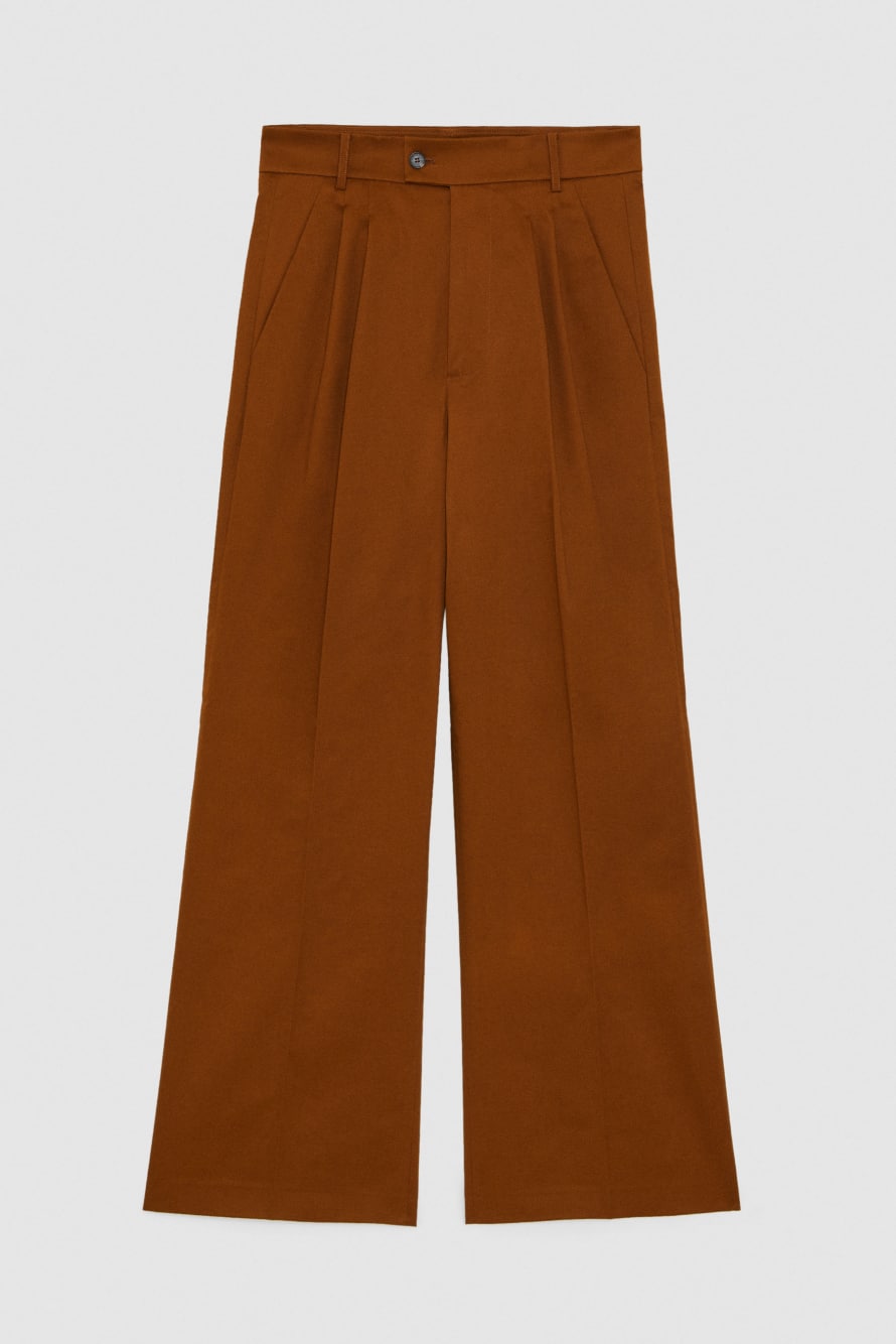 Cotton twill pleated pants, Brown, Patrizia Pepe
