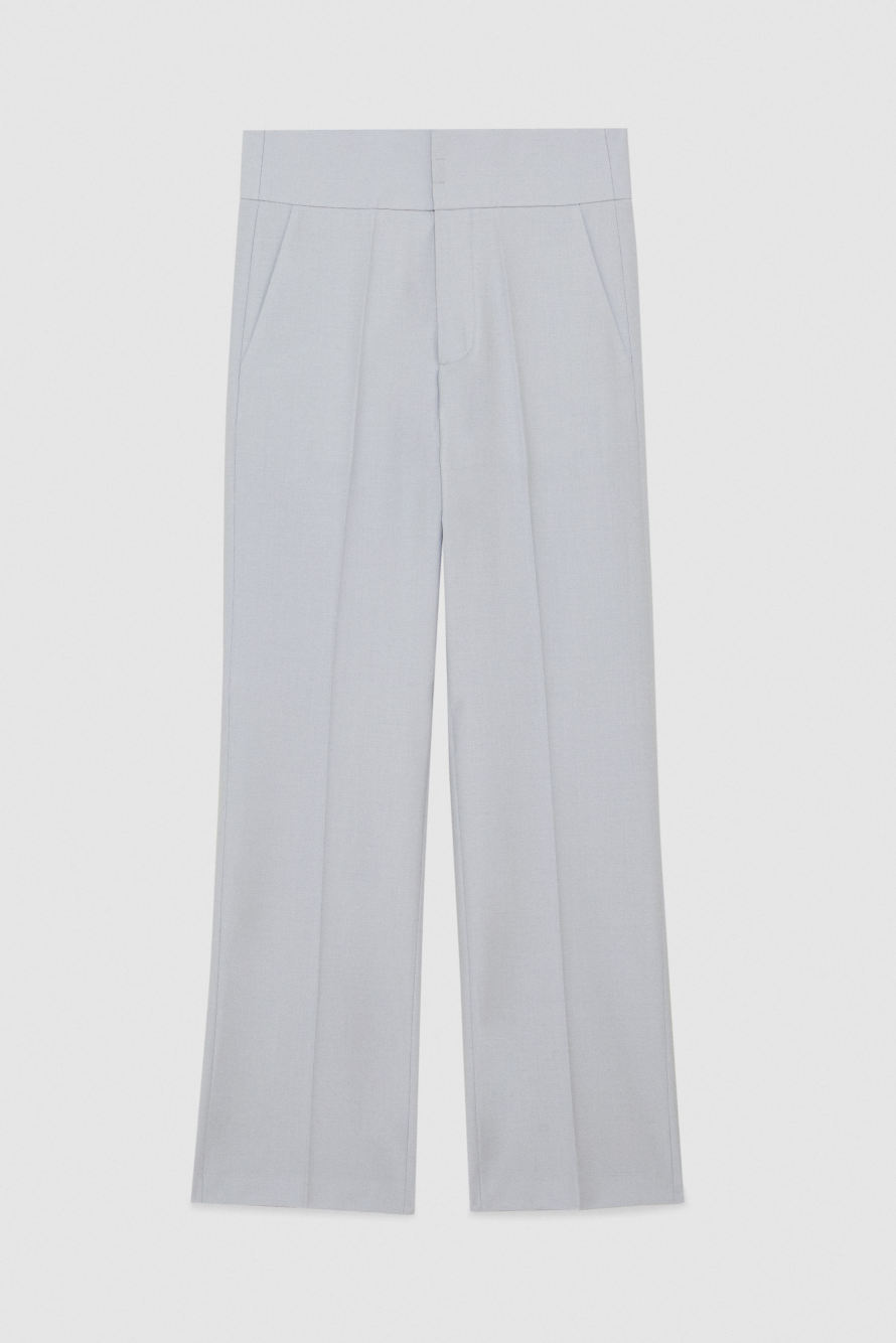 High-waisted pants in cool wool, Grey, Patrizia Pepe