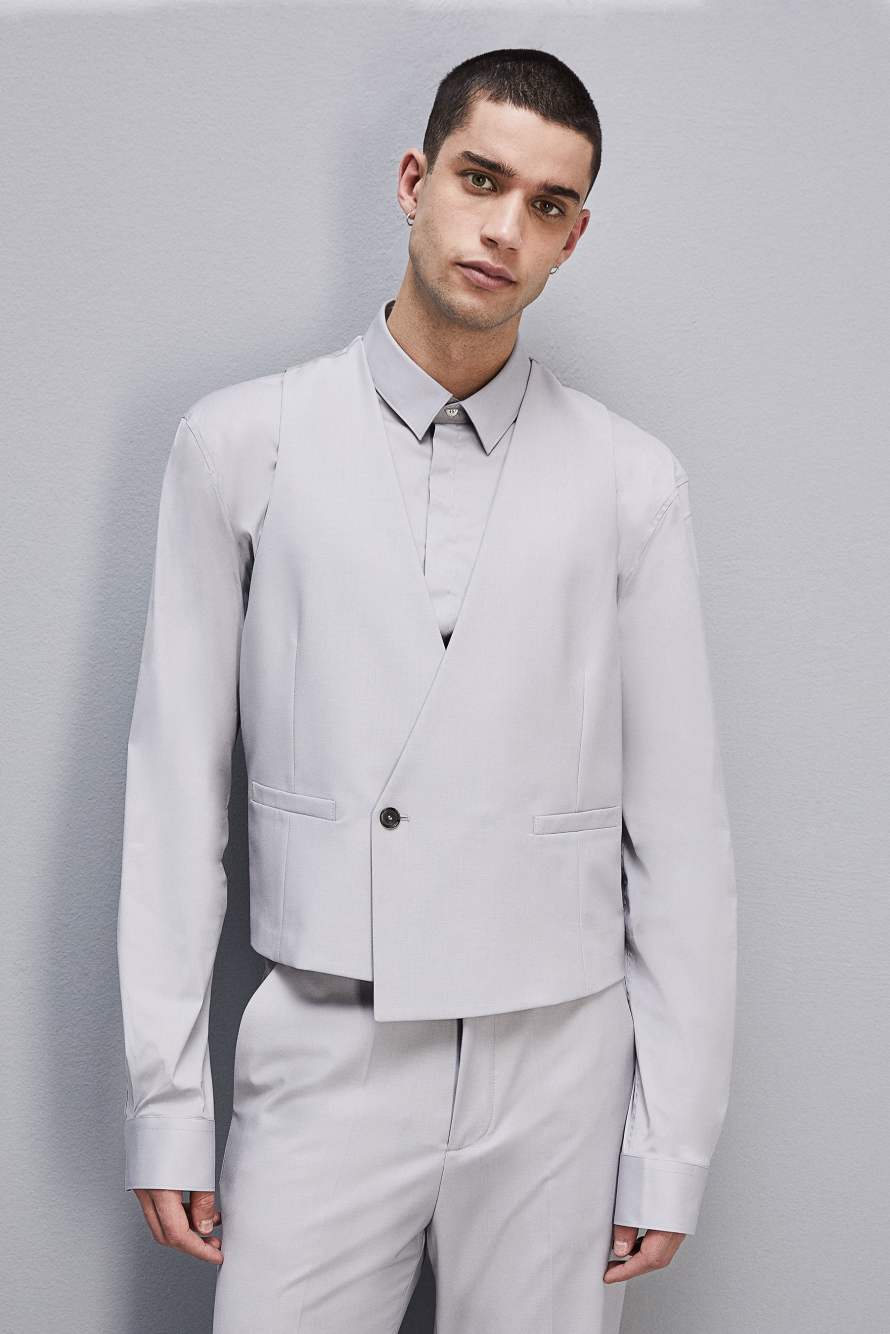 Gilet avec poches en laine stretch, Gris, Patrizia Pepe