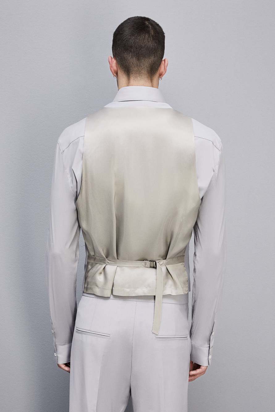 Gilet avec poches en laine stretch, Gris, Patrizia Pepe