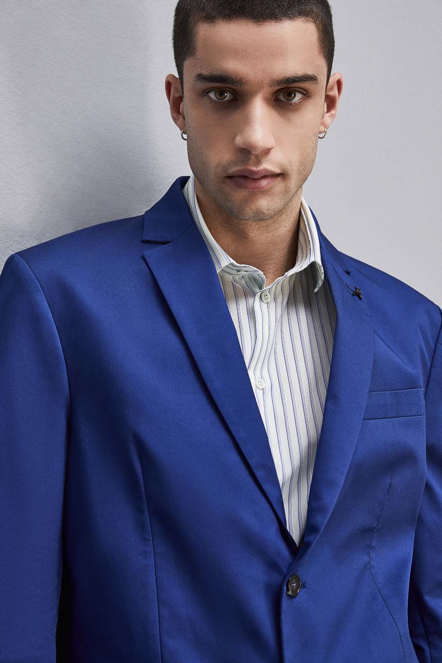 Two-button cotton twill jacket, Blue, Patrizia Pepe