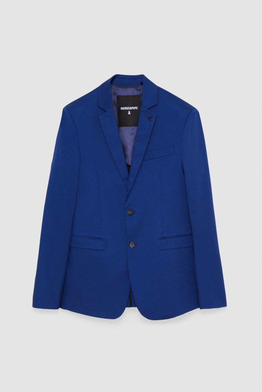 Two-button cotton twill jacket, Blue, Patrizia Pepe