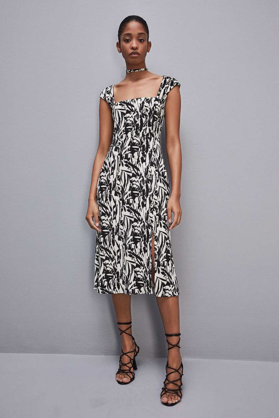 Patterned jersey midi dress, Black/ White, Patrizia Pepe