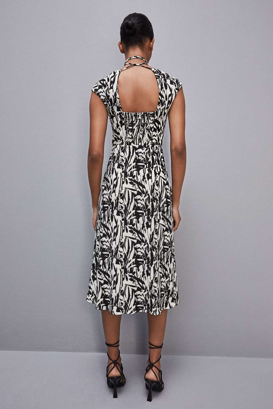 Patterned jersey midi dress, Black/ White, Patrizia Pepe