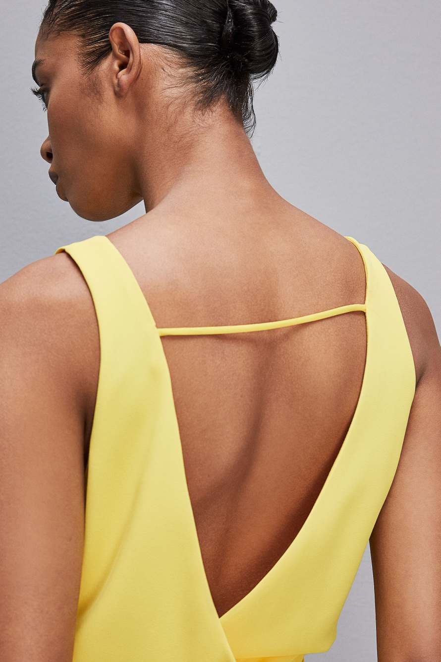 Abito extra lungo morbido smanicato in Twill, Giallo, Patrizia Pepe