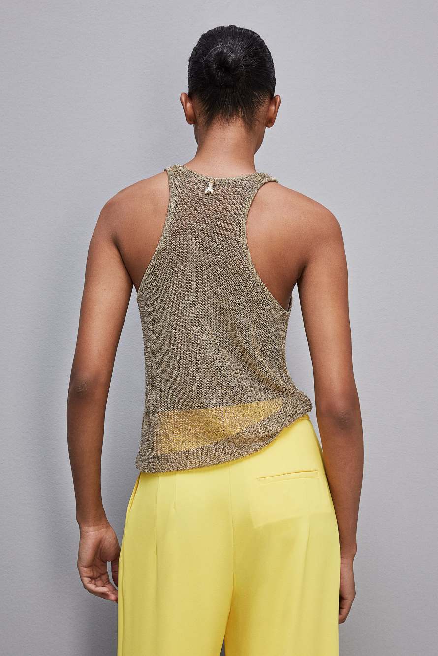 Mesh top with metal effect, Gold, Patrizia Pepe