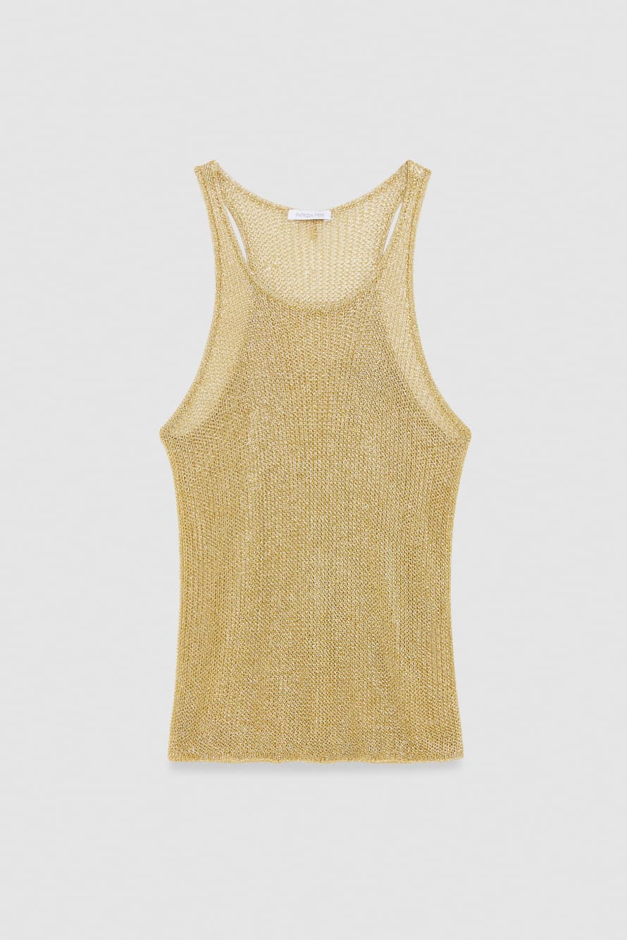 Mesh top with metal effect, Gold, Patrizia Pepe