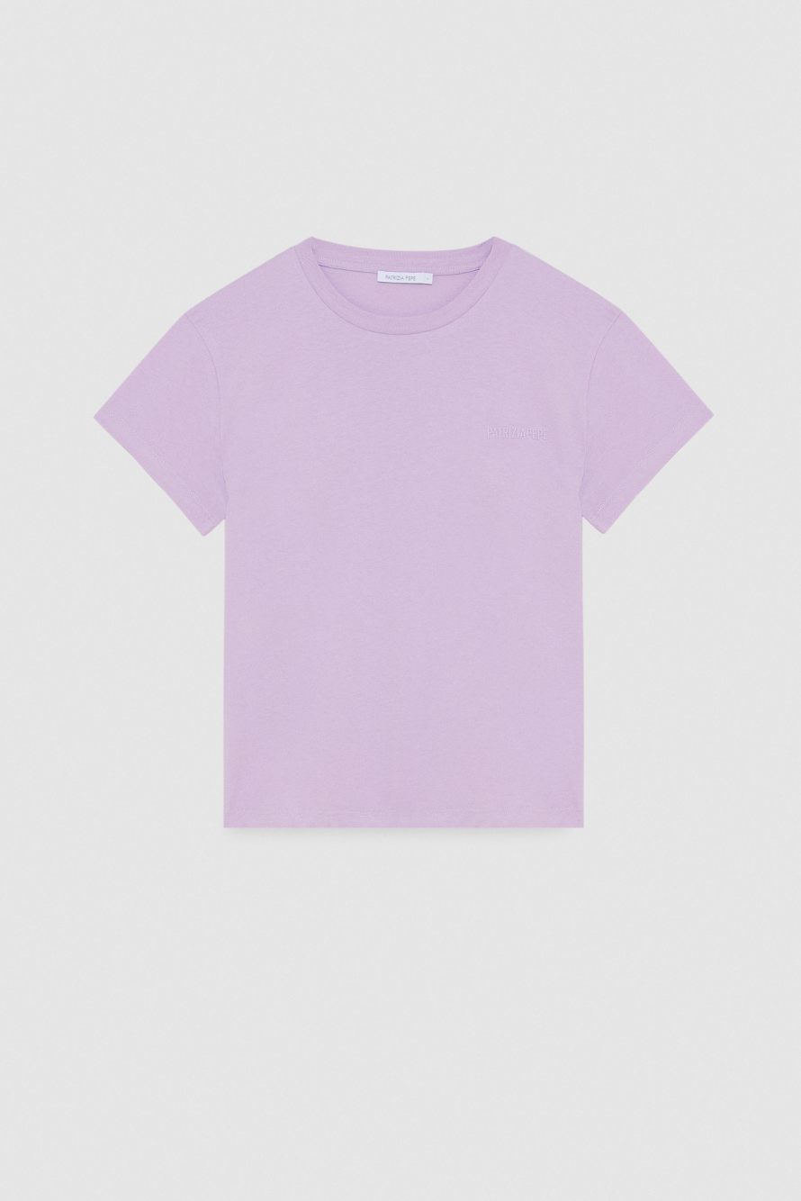 T-shirt maniche corte con logo in cotone organico, Viola, Patrizia Pepe