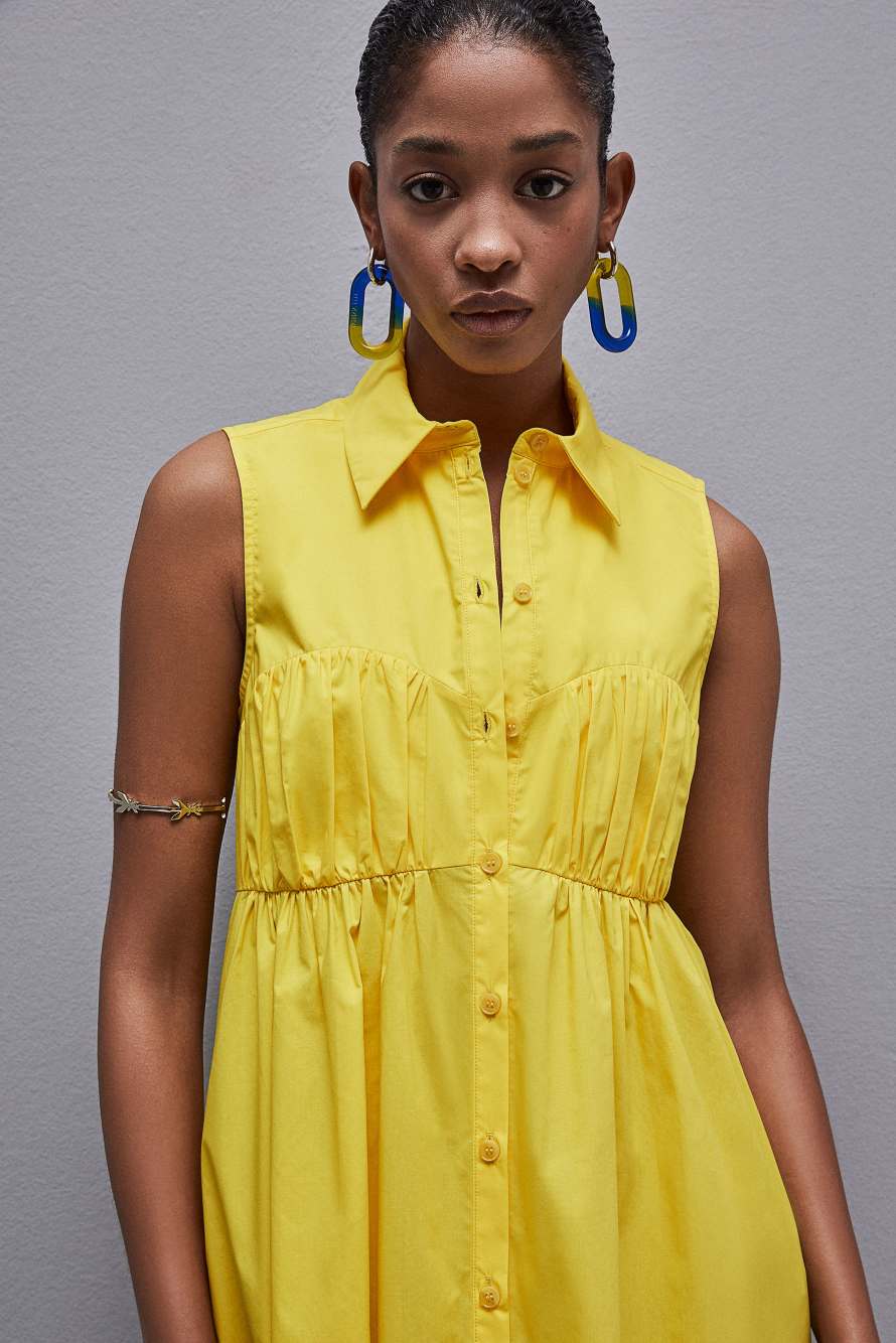 Kr&oacute;tka bawełniana szmizjerka, Ż&oacute;łty, Patrizia Pepe