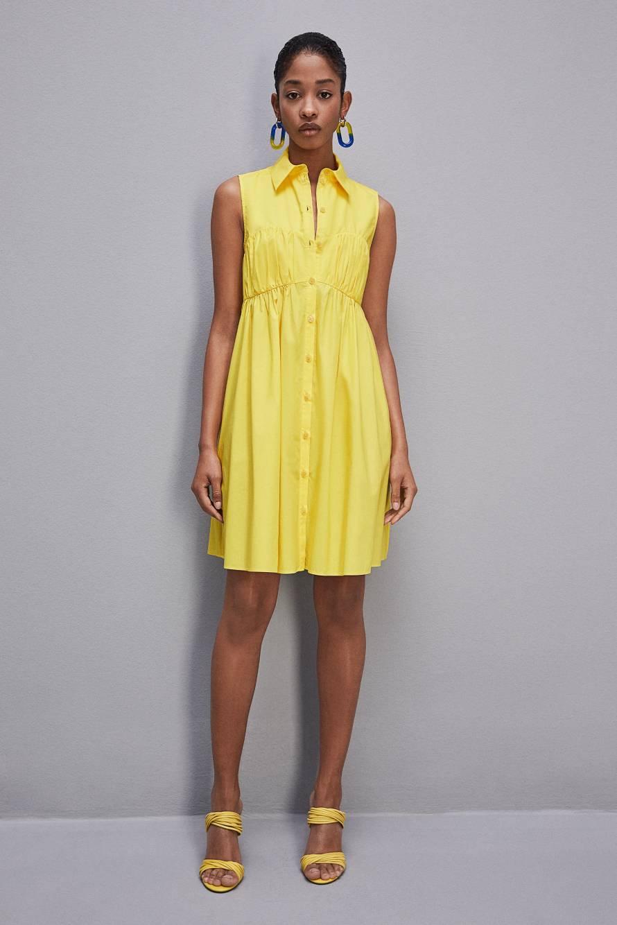 Kr&oacute;tka bawełniana szmizjerka, Ż&oacute;łty, Patrizia Pepe