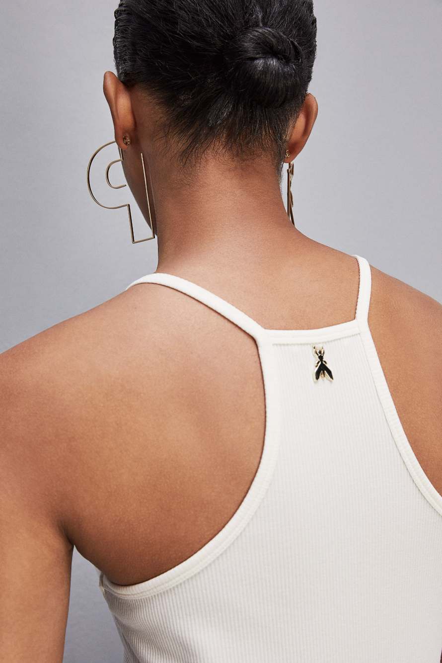 ESSENTIAL ribbed viscose tank top, White, Patrizia Pepe