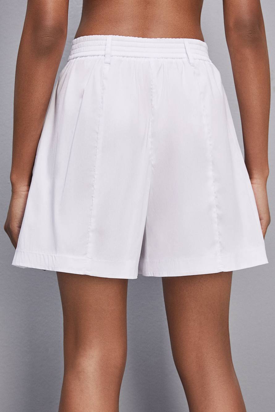 Shorts in stretch cotton blend poplin, White, Patrizia Pepe