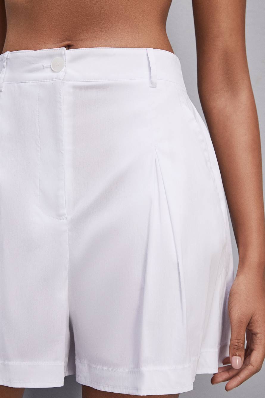 Shorts in stretch cotton blend poplin, White, Patrizia Pepe