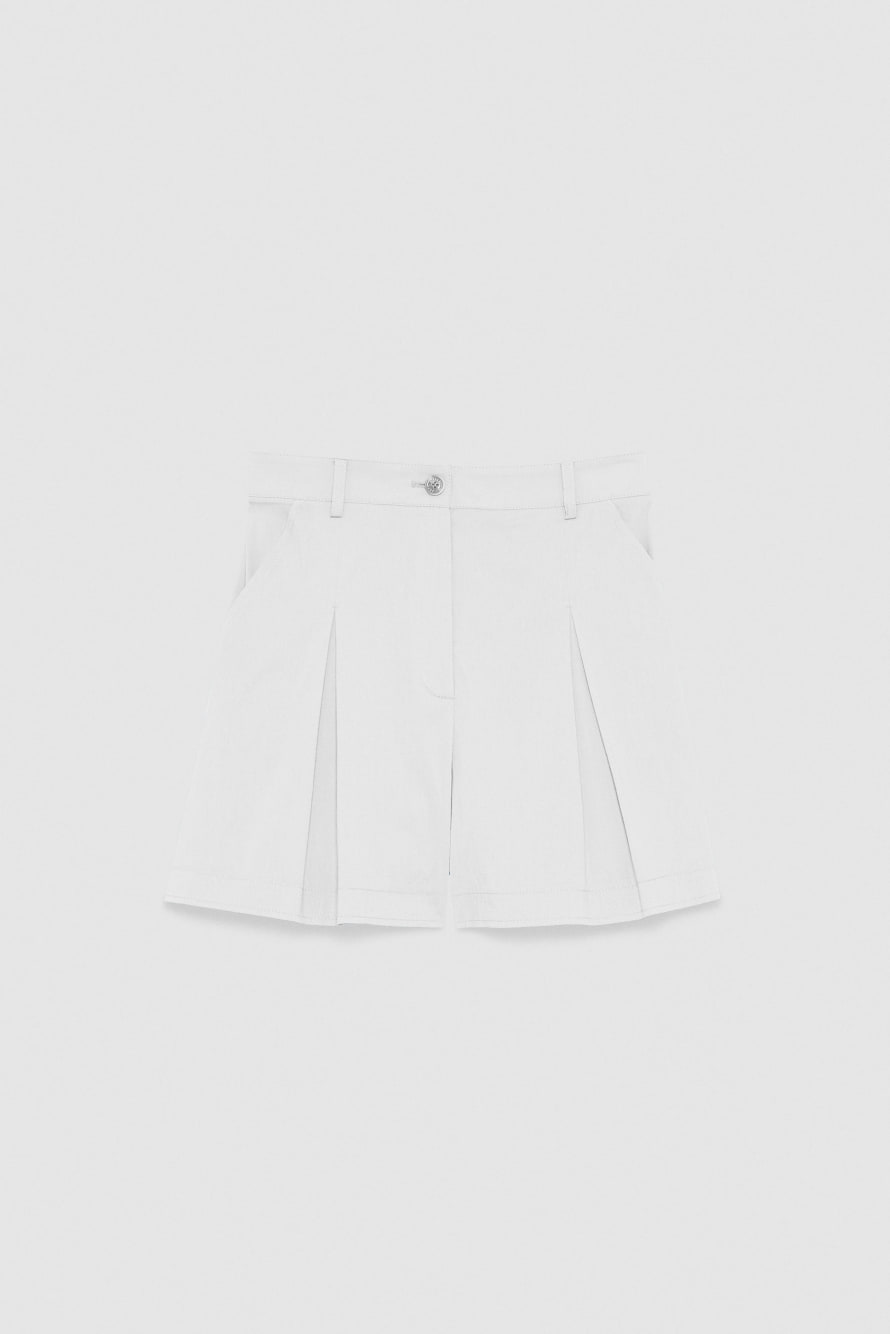 Shorts in stretch cotton blend poplin, White, Patrizia Pepe