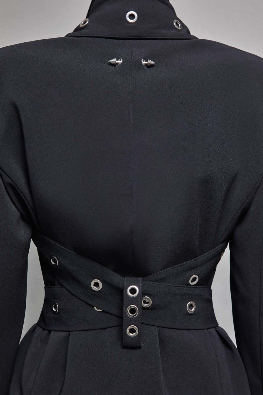 Blazer in crepe taglio maschile, Nero, Patrizia Pepe