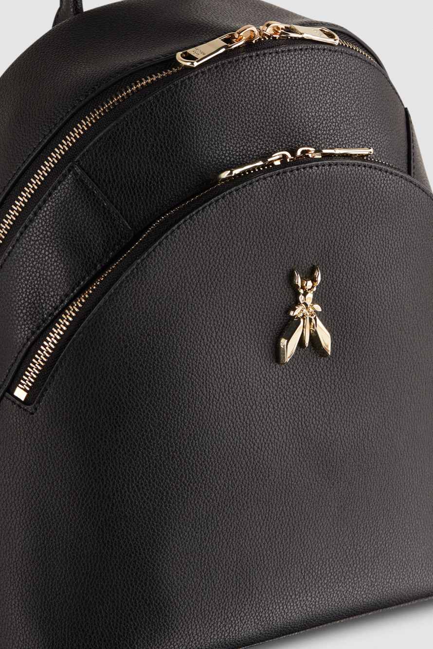 Кожаный рюкзак Fly с двумя карманами, Черный/Золотой, Patrizia Pepe