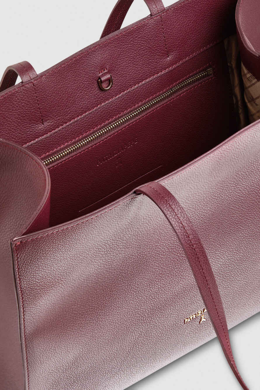 Borsa shopping in pelle martellata, Viola, Patrizia Pepe