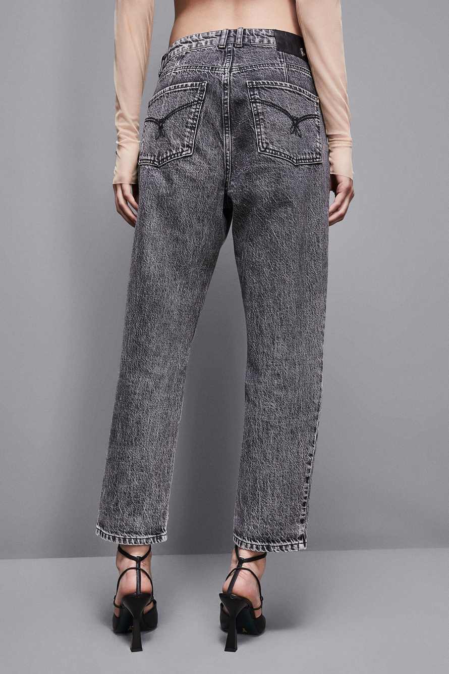 Szare jeansy cygaretki z wysokim stanem, Szary, Patrizia Pepe