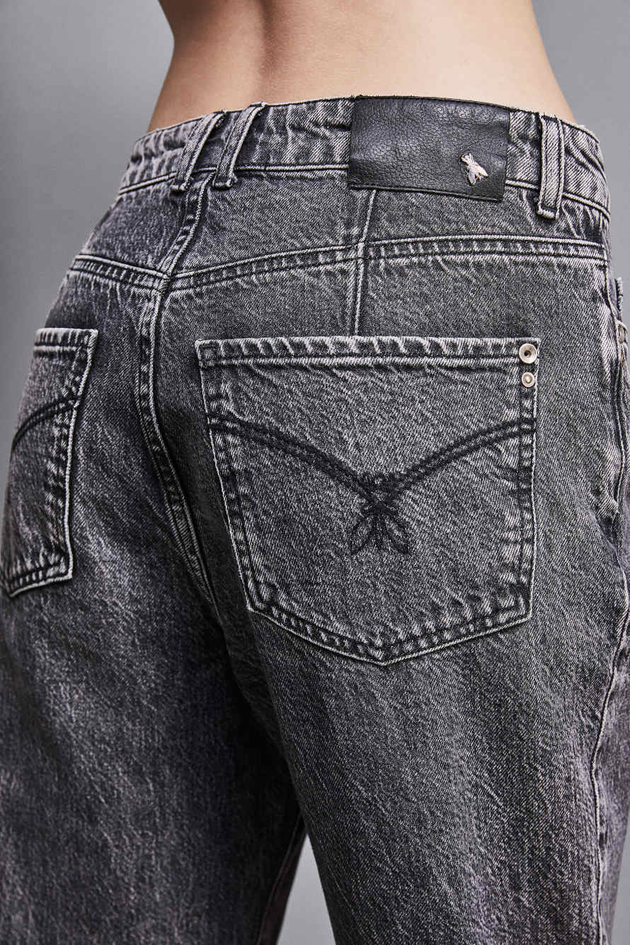 Szare jeansy cygaretki z wysokim stanem, Szary, Patrizia Pepe