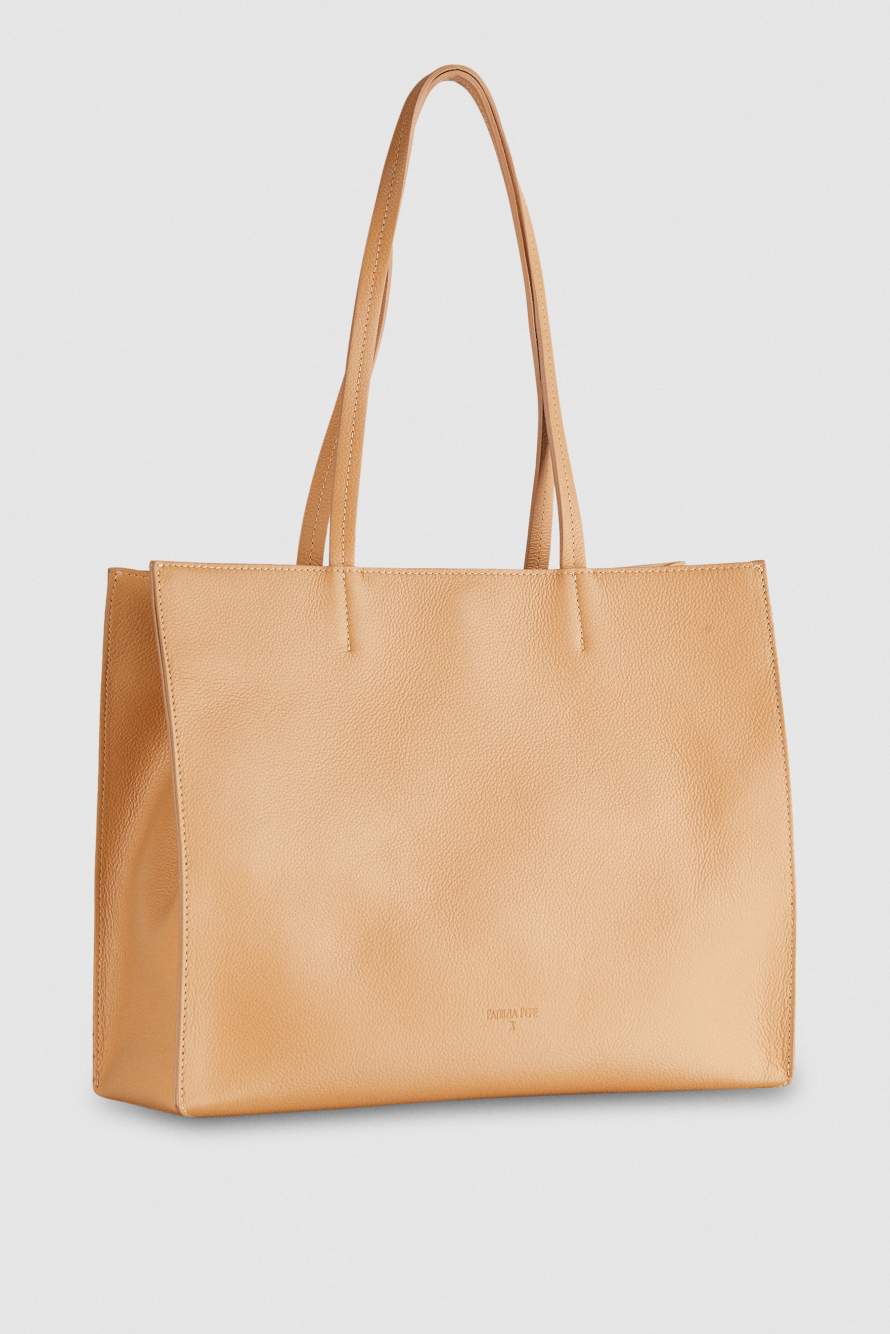 Сумка-шоппер из фактурной кожи, Бежевый, Patrizia Pepe