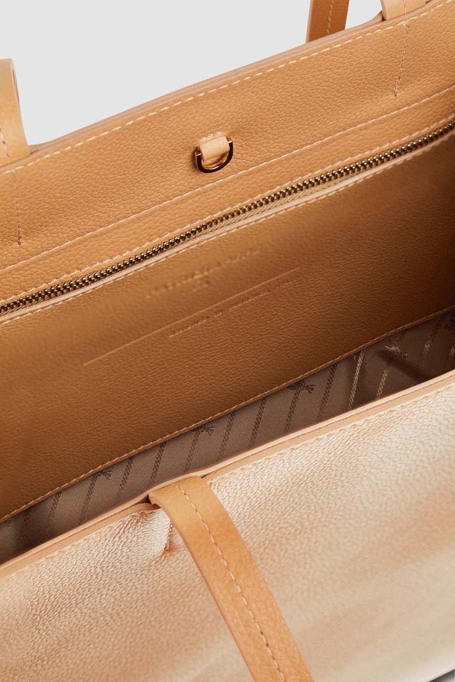 Сумка-шоппер из фактурной кожи, Бежевый, Patrizia Pepe