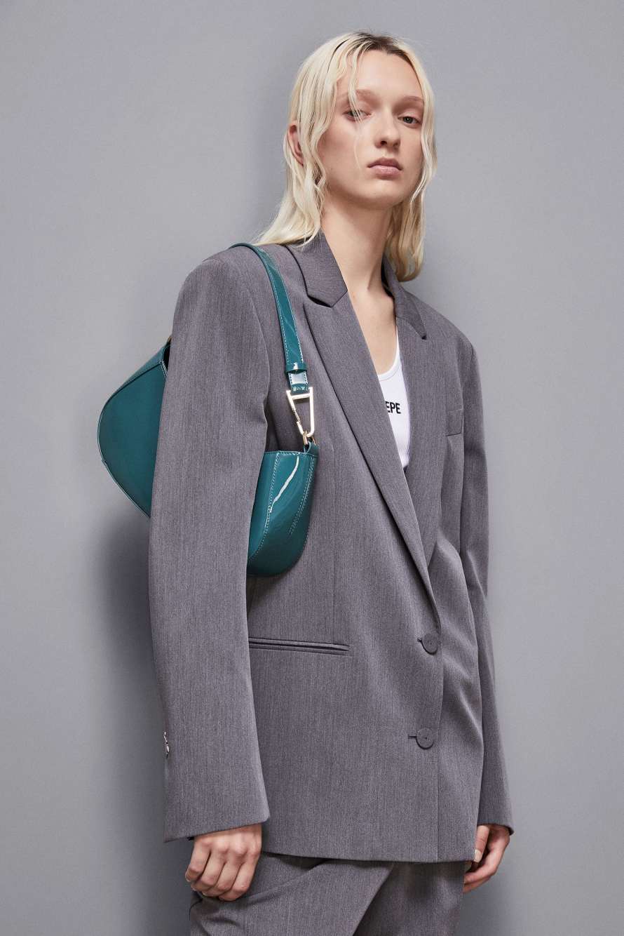 Umh&auml;ngetasche aus Leder, Gr&uuml;n, Patrizia Pepe