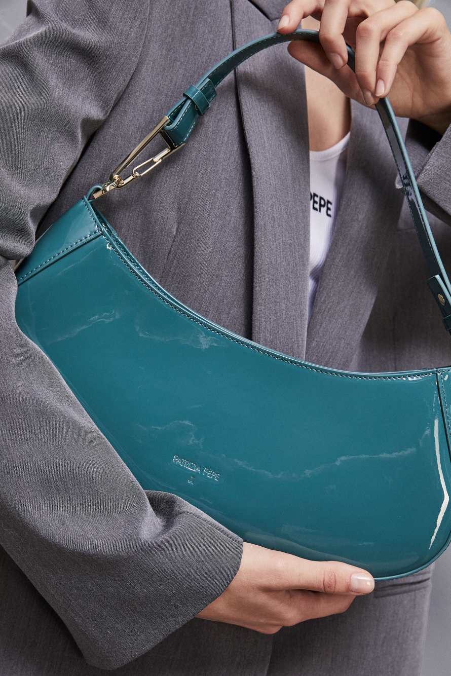 Umh&auml;ngetasche aus Leder, Gr&uuml;n, Patrizia Pepe