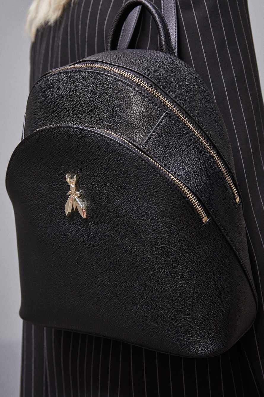 Кожаный рюкзак Fly с двумя карманами, Черный/Золотой, Patrizia Pepe