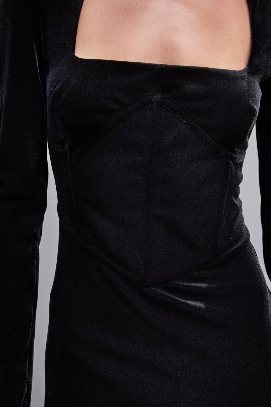 Bustierkleid aus Samt Essential, Schwarz, Patrizia Pepe