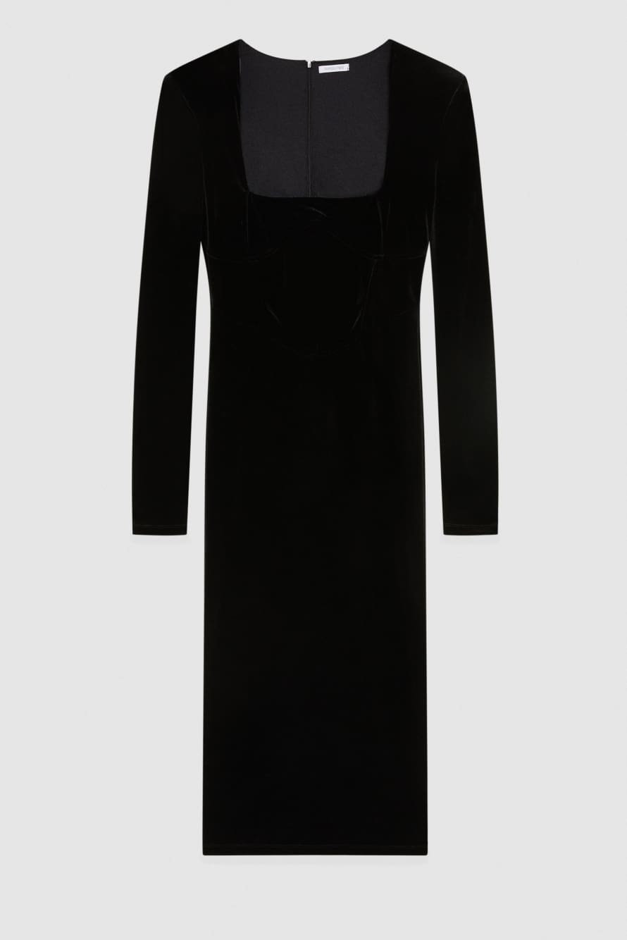 Bustierkleid aus Samt Essential, Schwarz, Patrizia Pepe