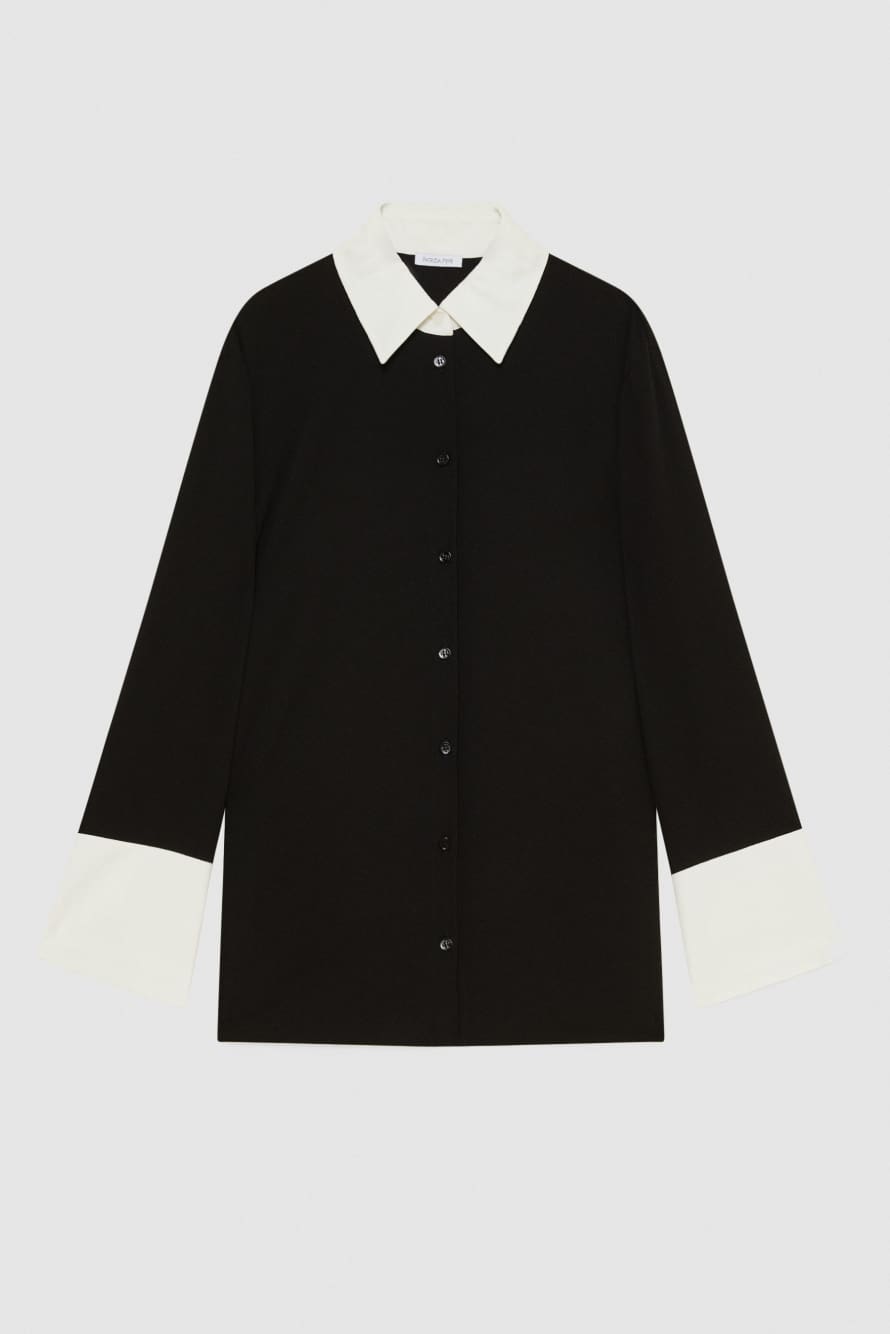 Elegancka tunika z długim rękawem, Czarny/Biały, Patrizia Pepe