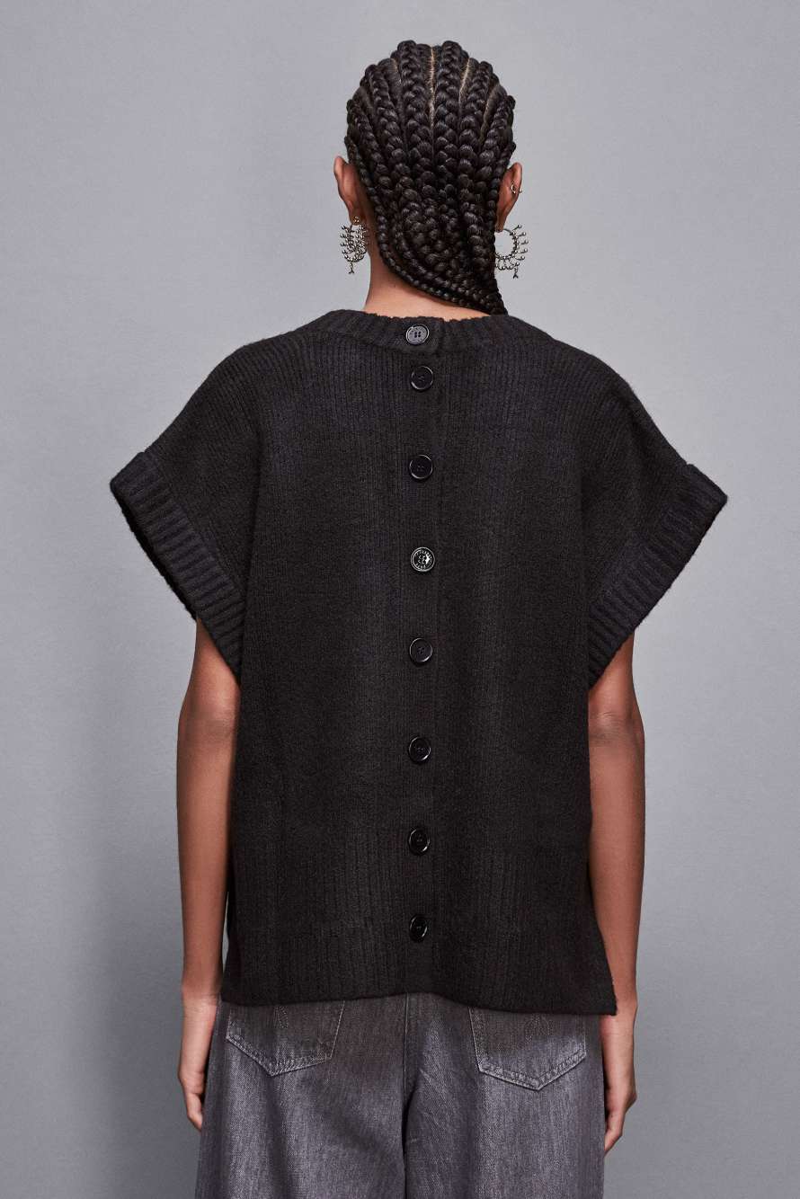 Pull oversize sans manches, Noir, Patrizia Pepe