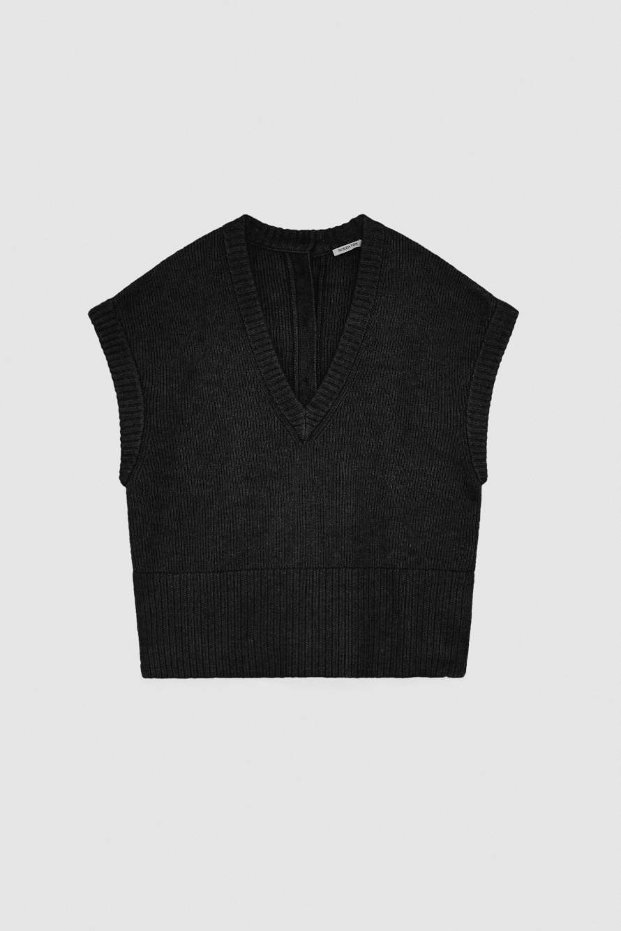 Pull oversize sans manches, Noir, Patrizia Pepe