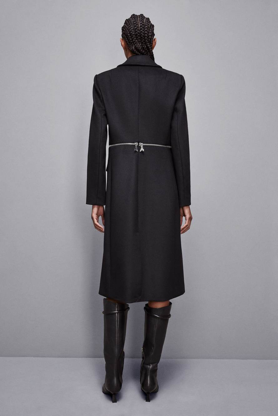 Cappotto con maxi-zip in vita "Essential", Nero, Patrizia Pepe