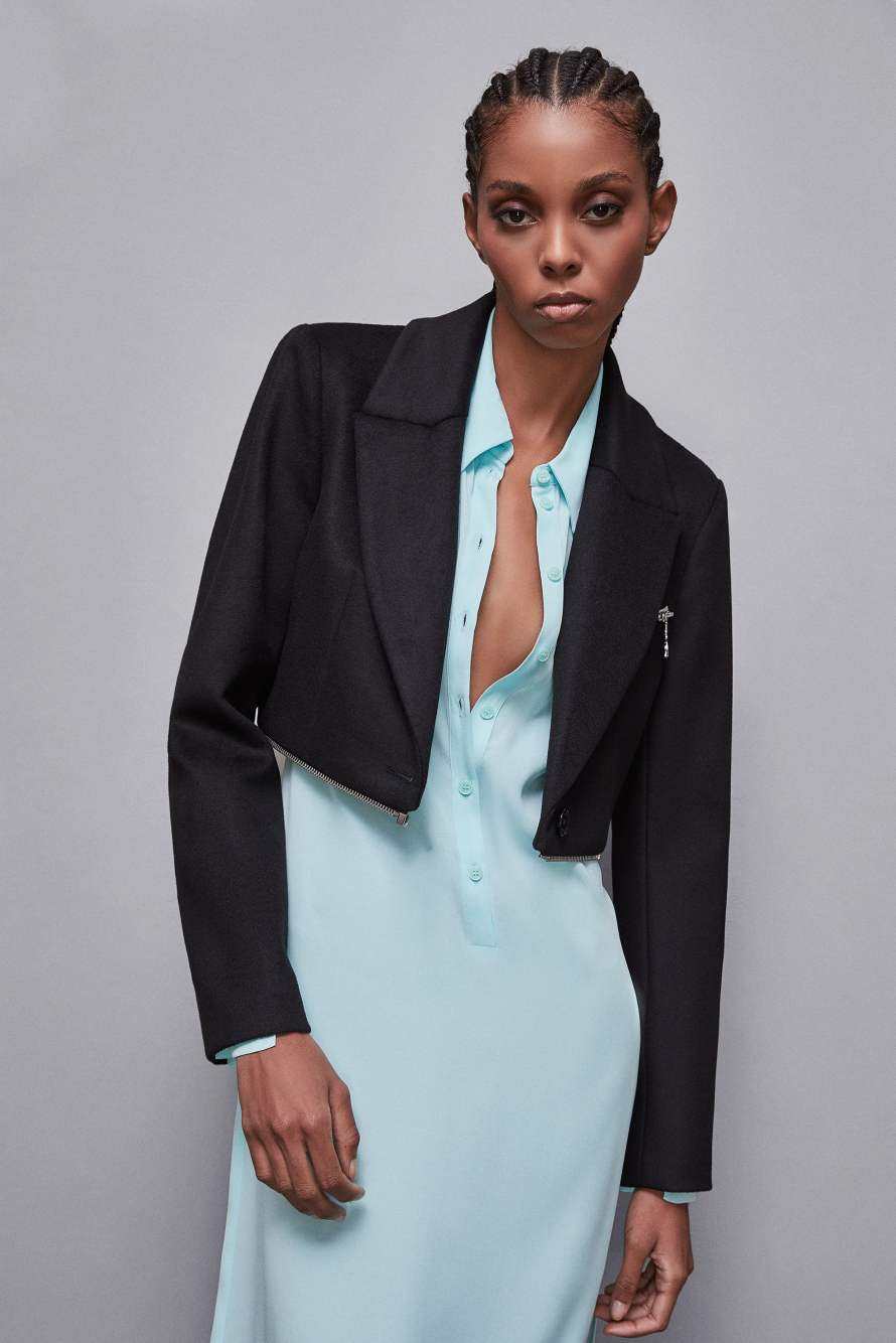 Cappotto con maxi-zip in vita "Essential", Nero, Patrizia Pepe