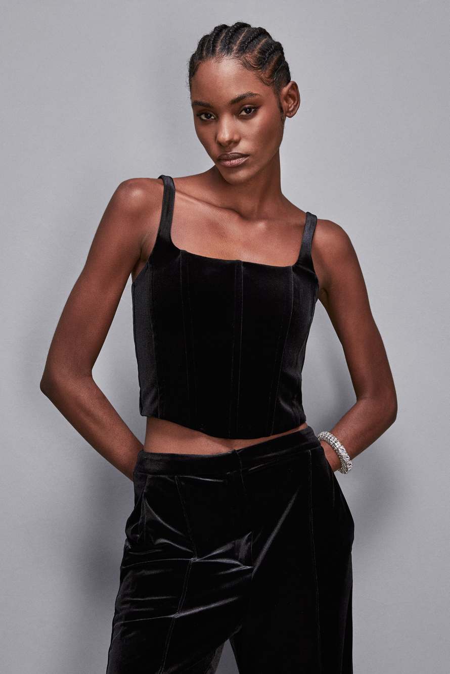 Top bustier in velluto, Nero, Patrizia Pepe